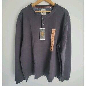 NWT Copper & Oak supply Mens Henley Neck Dark Grey Long Sleeve Size XXL Sweater